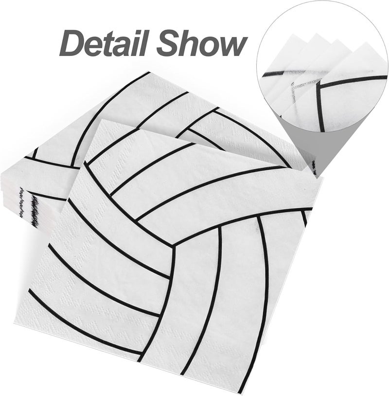 Aodaer 48 Pieces Volleyball Paper Napkins, Disposable Party Napkins, Cocktail Dinner Napkin Set, 13" x 13" Unfolded Volleyball Tableware Napkin for Volleyball Sports Party Supplies - Image 4