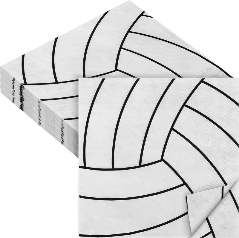 Aodaer 48 Pieces Volleyball Paper Napkins, Disposable Party Napkins, Cocktail Dinner Napkin Set, 13" x 13" Unfolded Volleyball Tableware Napkin for Volleyball Sports Party Supplies - Image 1