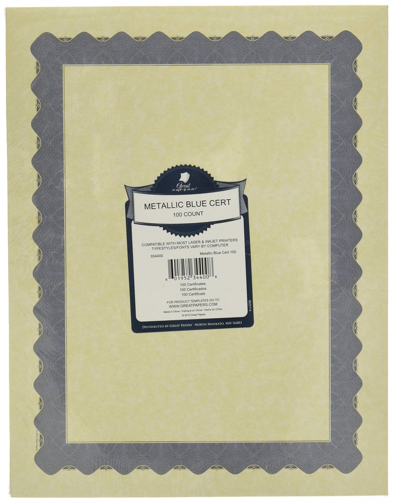 Great Papers! Metallic Border Certificate, 8.5"x 11", 100 Count (934400) - Image 2
