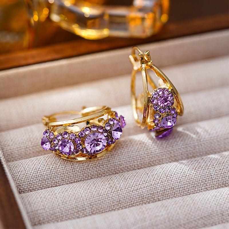 GLMOCM Lymphvity Lymph Earrings for Women - Germanium & Cubic Zirconia, Lymphatic Drainage, Purple - Image 4