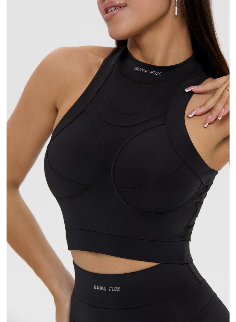 Bona Fide Atomic Top Black – High Neck Sculpting Sports Bra - Image 5