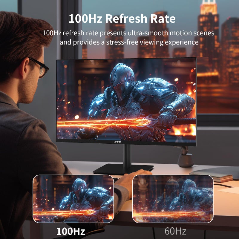 KTC 27 Inch QHD Computer Monitor, 2K 100Hz IPS Gaming Monitor, 1440P Frameless Eye Care PC Office Monitor with HDMI/DP, FreeSync & G-Sync, HDR10, VESA, Tilt Adjustable - Image 2