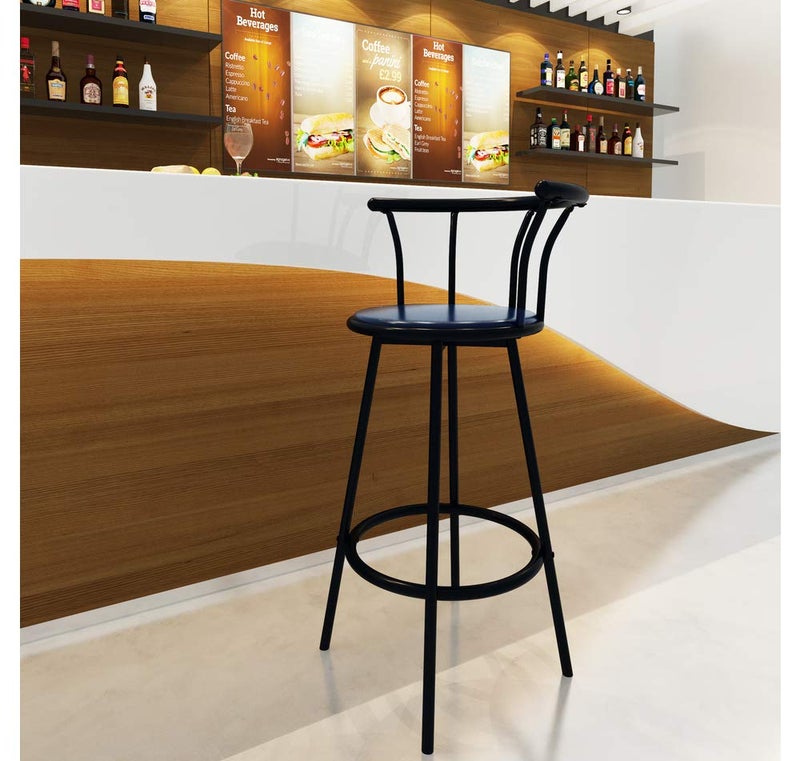 home by Nilkamal Bayern Leatherette Upholstered Rotating Seat Bar Stool Black 54 Cm 99 Cm - Image 1