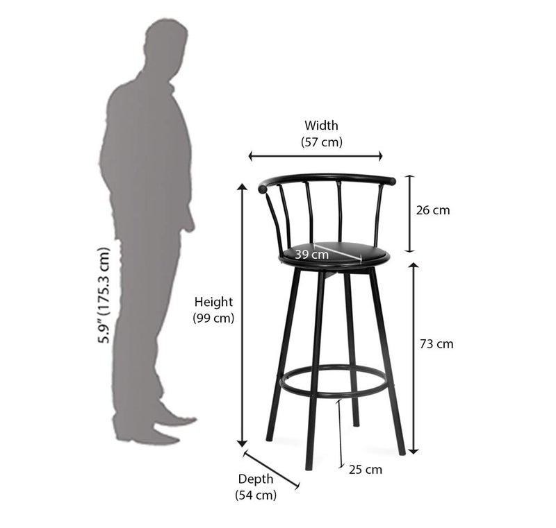 home by Nilkamal Bayern Leatherette Upholstered Rotating Seat Bar Stool Black 54 Cm 99 Cm - Image 2