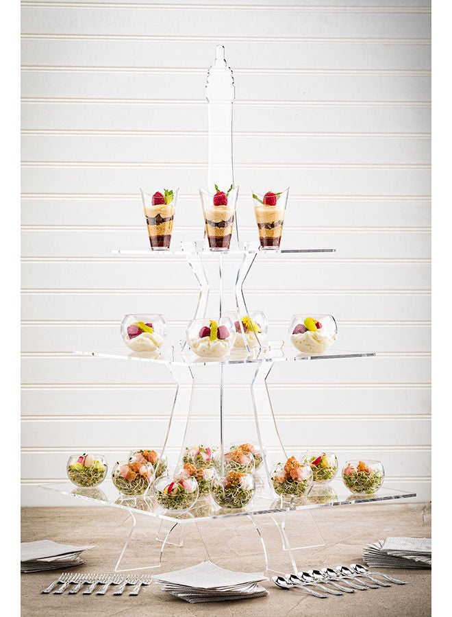 Restaurantware Clear Tek 14.6 x 27.2 Inch Dessert Tower Stand, 1 Eiffel Tower Cupcake Holder For Parties - 3-Tier, Sturdy, Clear Acrylic Wedding Cupcake Stand, Serve Appetizers or Hors D'oeuvres,  - Image 5