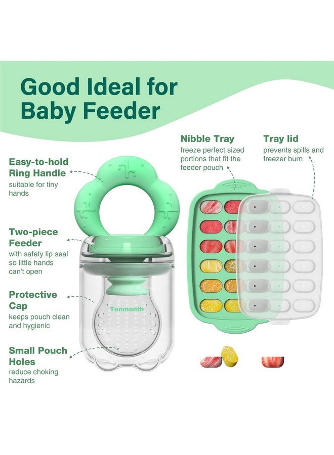 Tenmonth Baby Fruit Food Feeder Breastmilk Popsicle Molds with Freezer Tray, Tenmonth Silicone Baby Feeder for Safe Infant Self Feeding and Teething Relief 2 Pack, BPA Free - Image 2