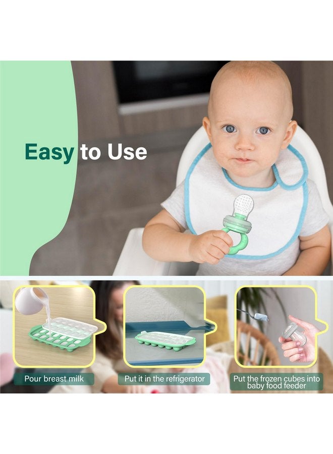 Tenmonth Baby Fruit Food Feeder Breastmilk Popsicle Molds with Freezer Tray, Tenmonth Silicone Baby Feeder for Safe Infant Self Feeding and Teething Relief 2 Pack, BPA Free - Image 4