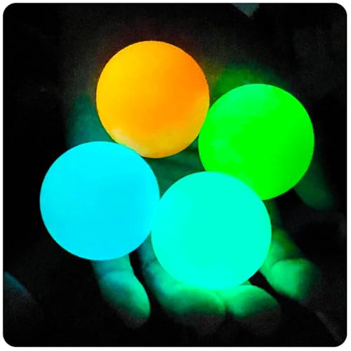 JANESVISSY Glow in The Dark Sticky Balls That Stick to The CeilingStress Balls for Kids and AdultsGlowing Sticky BallsASMR Cool Stuff for TeensElevated BallsCeiling BallsLumi BallsStocking Stuffers4Pcs - Image 1