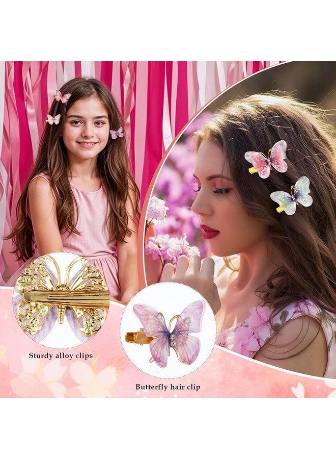NEOBABY 3D Butterfly Hair Clips for Girls - Colorful Glitter Organza Barrettes with Moving Wings | Strong Hold Hair Clamps & Pins for Women & Kids (Pack of 12 Pcs) - Image 2