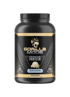 Gorilla Mode Premium Whey Protein - Vanilla Ice Cream / 25 Grams of Whey Protein Isolate & Concentrate/Recover and Build Muscle (30 Servings)