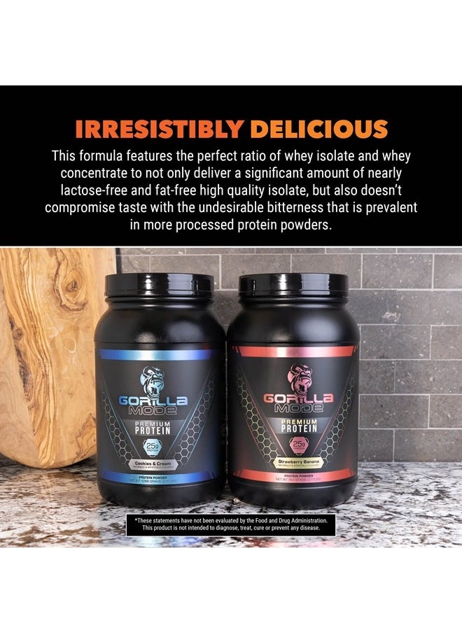 Gorilla Mind - Gorilla Mode Premium Whey Protein - Vanilla Ice Cream / 25 Grams of Whey Protein Isolate & Concentrate/Recover and Build Muscle (30 Servings) - Image 1