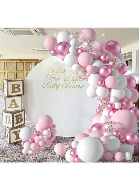 107pcs Pink White Latex Balloon Arch Garland Set - Perfect for Graduation Baby Shower Wedding Birthday Bachelorette Party Backdrop Decoration - Suitable for Indoor and Outdoor