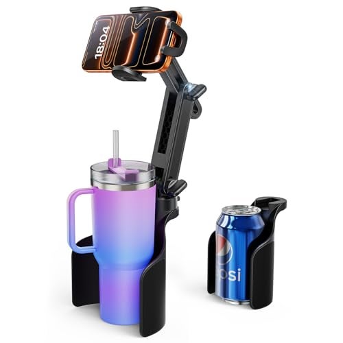 TAZENI Cup Holder Phone Holder For Your Car 2-In-1 Hold Bottle 2026 Ultra Stable Cup Holder Cell Phone Mount For Car with 2 Size Base Universal Fit Car Trunk Fit iPhone Android Hands Free High Adjustable - Image 1