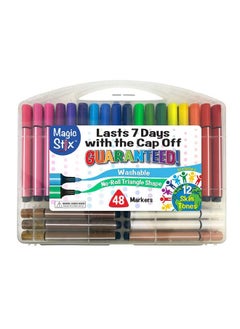 The Pencil Grip Magic Tri Stix Nontoxic And Washable Markers For Kids 48 Set 36 Rainbow + 12 Global Skin Tone Markers Tpg390  - Image 2