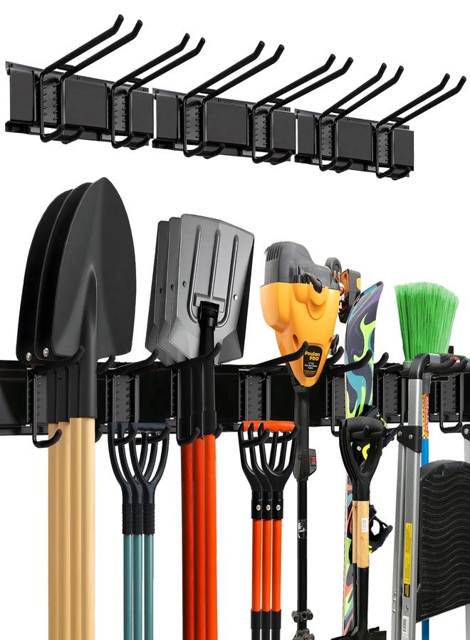 TIDYME Garage Tool Organizer Wall Mount - Sturdy Storage Rack with Adjustable Hooks, Anti-Rust Panel - Easy Installation, 300lbs Capacity - Garden Tool Organizer for Garage (03 Racks & 06 Hooks) - Image 1