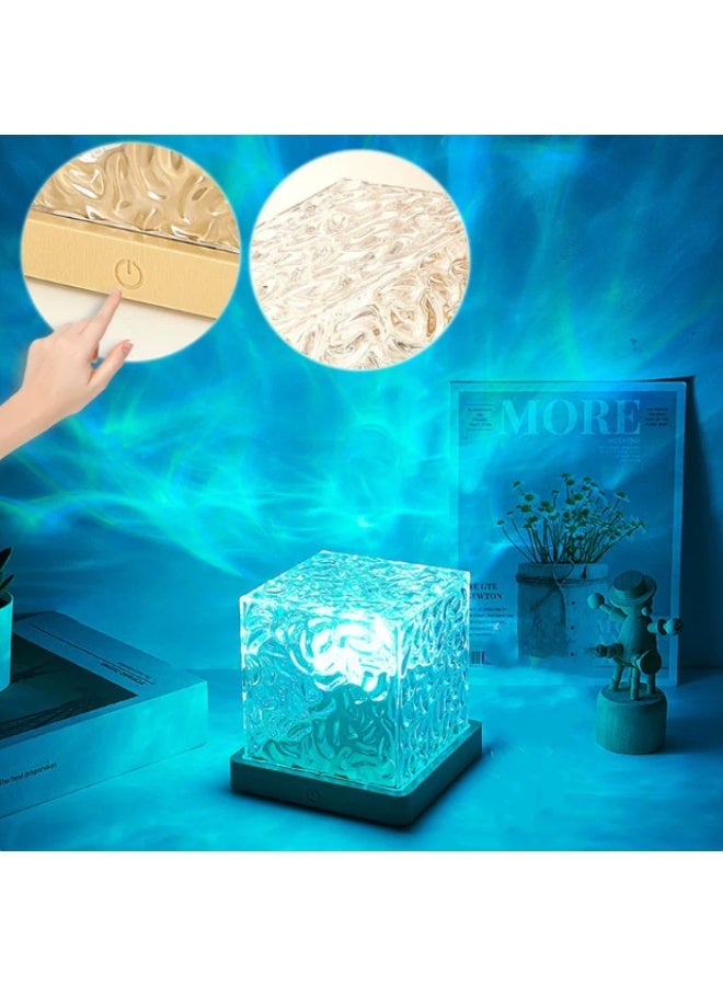 Dynamic Water Wave Projector Lamp, 16 Colors RGB Night Light with 3 Brightness Levels & 3 Light Modes, USB Rechargeable Atmosphere Lamp for Bedroom Decor - Image 2
