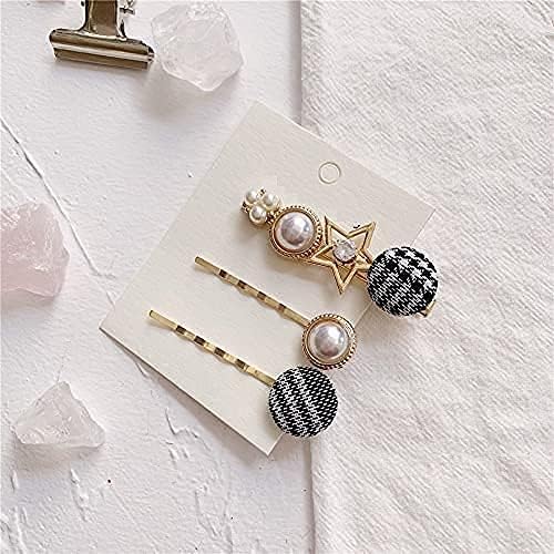 Red-Rubby RedRubby Metal Hair Clips Barrettes Pins for Women Geometric Shape Hollow Hairpin Korean Clips Hair Clip ClampsPearl Metal Clips Combo Pack of 3 Design for Girls  Women Hair Accessories - Image 5