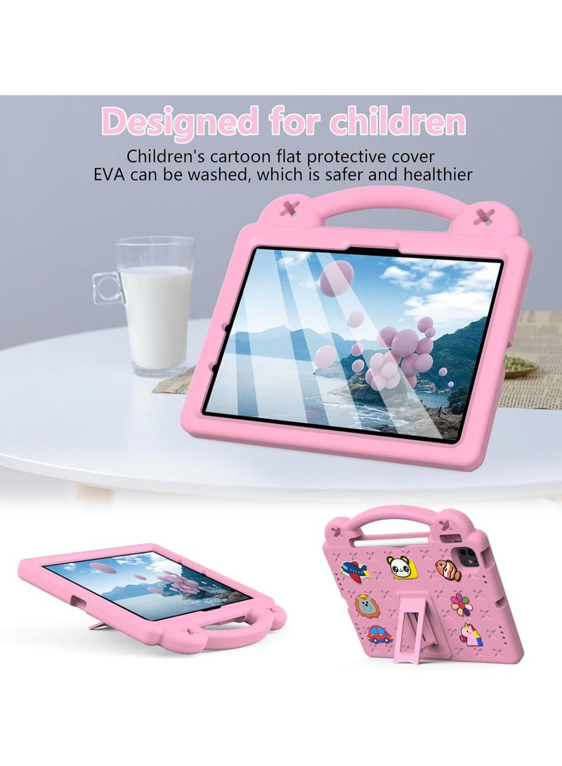 VKL Kids Case for iPad Pro 11 Inch M4 (2024, 5th Gen), iPad Pro 11 Case with Pencil Holder, Supports Pencil Pro and Pencil (USB-C), Handle Stand & Shoulder Strap, Pink - Image 2