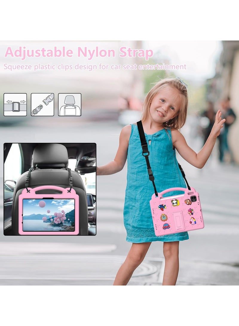 VKL Kids Case for iPad Pro 11 Inch M4 (2024, 5th Gen), iPad Pro 11 Case with Pencil Holder, Supports Pencil Pro and Pencil (USB-C), Handle Stand & Shoulder Strap, Pink - Image 5
