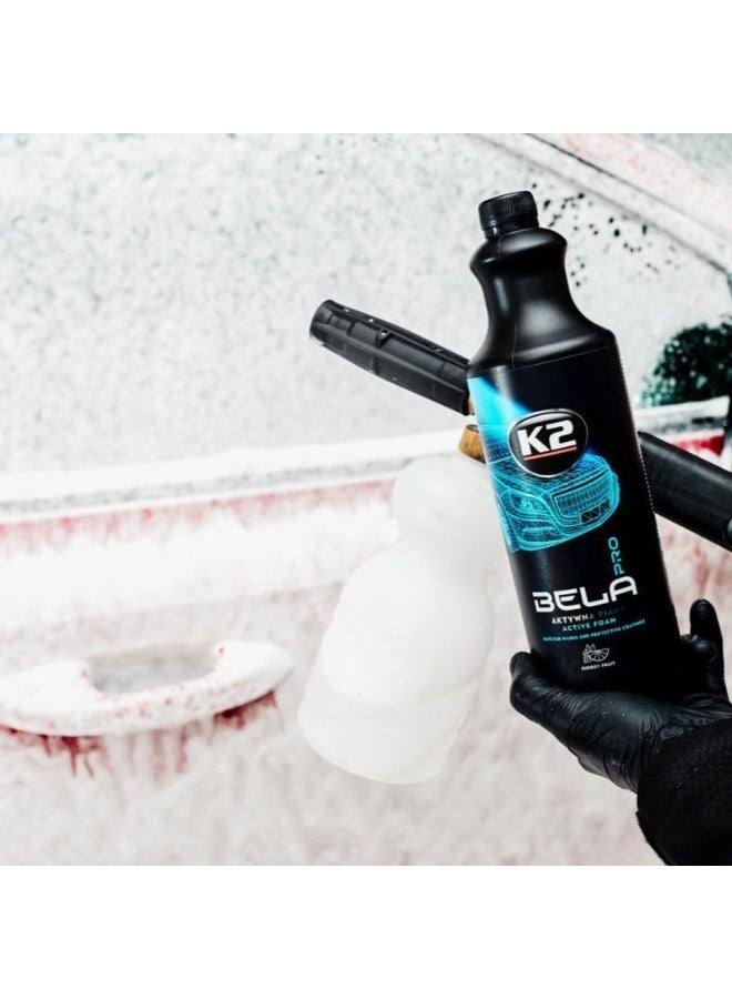 K2 BELA PRO Active Foam Car Wash Soap – Thick Snow Foam Shampoo for Pressure Washers & Foam Cannons – Safe for Waxes/Coatings – High-Foaming Pre-Wash – Energy Fruit Scent – 1L - Image 2
