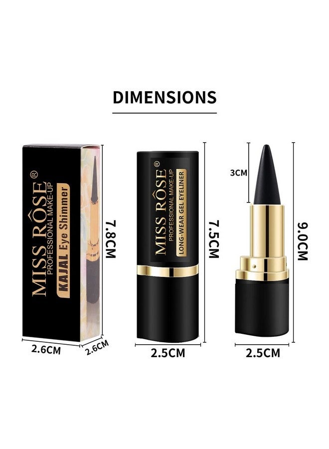 Aaiffey 2 Colors Gel Eyeliner Setquick Dry Cream Eyeliner Waterproof And Smudge Proof Eye Liner Pencil Long Lasting Matte Black Eyeliner Stick For Women Girls (04 Black+03 Brown) - Image 4