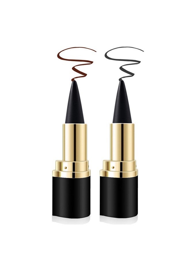 Aaiffey 2 Colors Gel Eyeliner Setquick Dry Cream Eyeliner Waterproof And Smudge Proof Eye Liner Pencil Long Lasting Matte Black Eyeliner Stick For Women Girls (04 Black+03 Brown) - Image 2