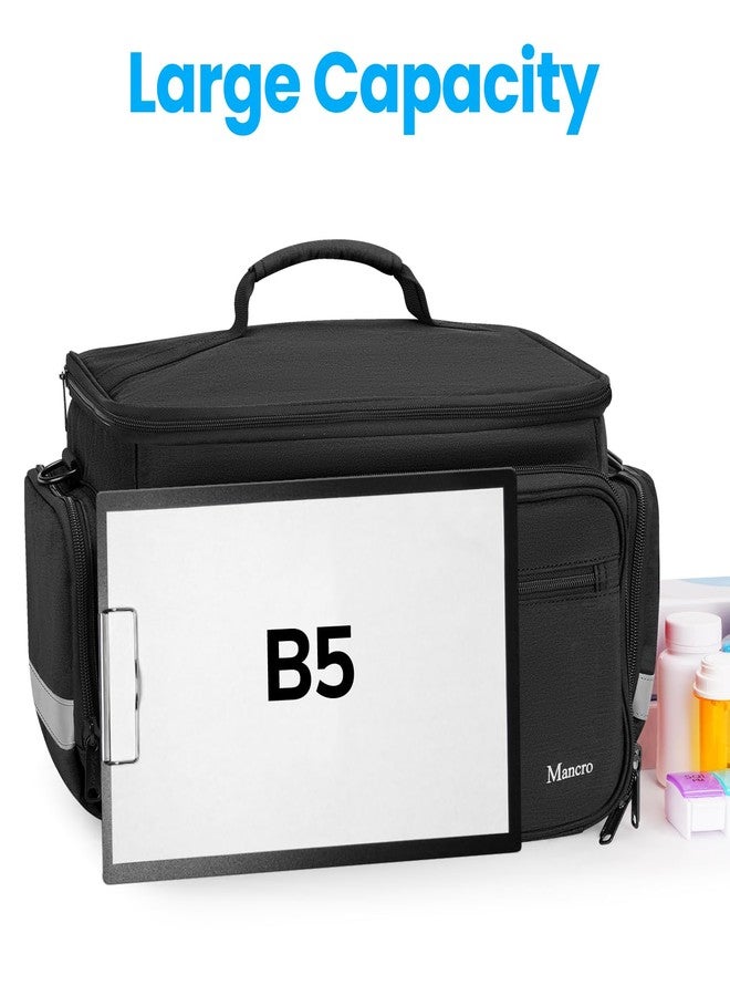 Mancro Medical Bag, Home Health Nurse Bag with Nonslip Bottom, Removable Shoulder Strap, Water-Resistant Empty First Aid Organizer for Medical Student, Therapist, Black - Image 4