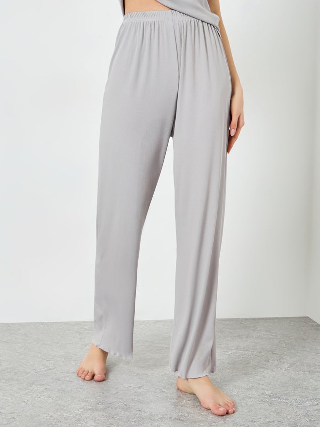Styli Grey Ribbed Sleeveless Tank and Pyjama Set - Image 4