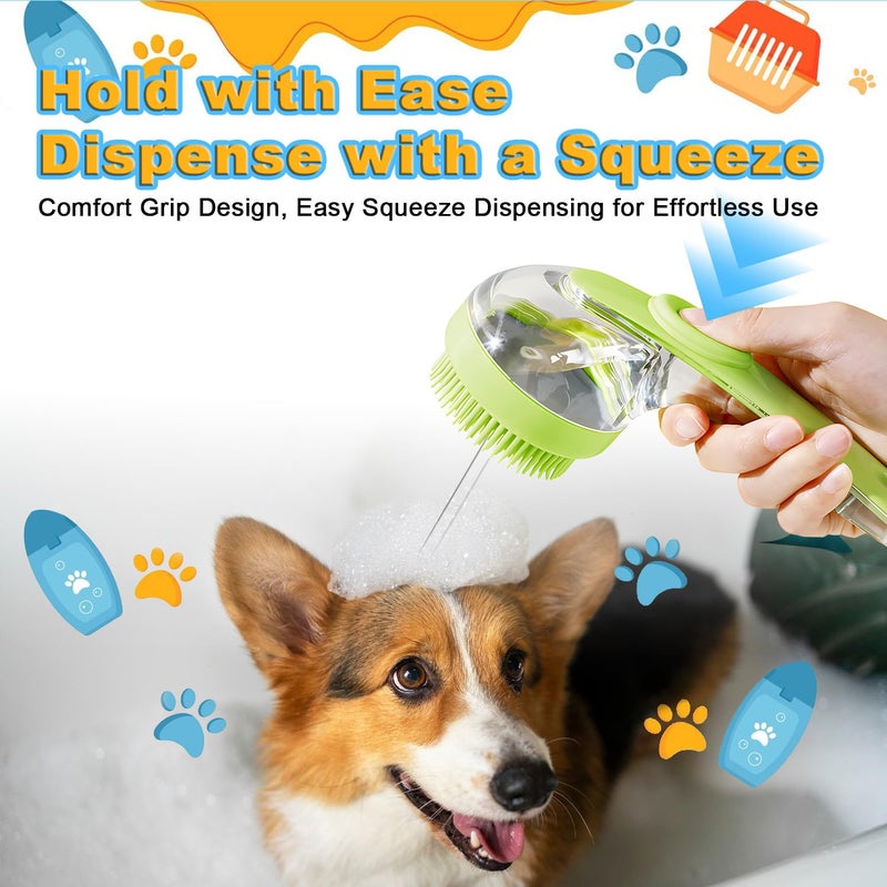 Peehss 3Pcs Dog Bath Brush, Dog Scrubber for Bath, Dog Shampoo Brush Bubble Maker, Dog Paw Washer, dog grooming Massage Brush with Adjustable Ring Handle, dog accessories for Short & Long Hair -Green - Image 3
