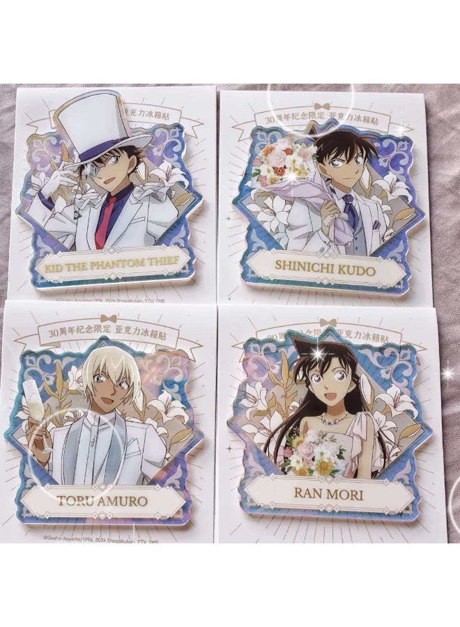 Detective Conan 30th Anniversary Formal Outfit Acrylic Fridge Magnets, 4-Pack - Image 1