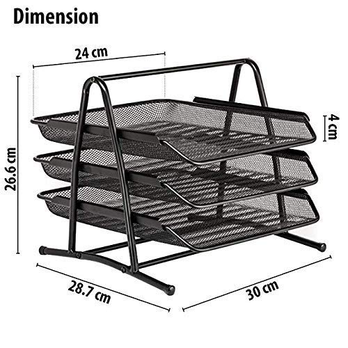 URVINOUS Metal Mesh 3 Tier Document Tray Desktop Organizer/Rack Storage for Home and Office Accessories Files/Documents/Letters/Magazine/Newspaper Holder (3-Tier) - Image 5