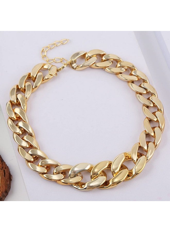 Wiwpar Chunky Choker Necklace Gold Cuban Link Chain Necklace Punk Paperclip Chain Choker Necklace For Women Girls (Style 1)  - Image 2