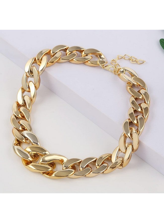 Wiwpar Chunky Choker Necklace Gold Cuban Link Chain Necklace Punk Paperclip Chain Choker Necklace For Women Girls (Style 1)  - Image 3