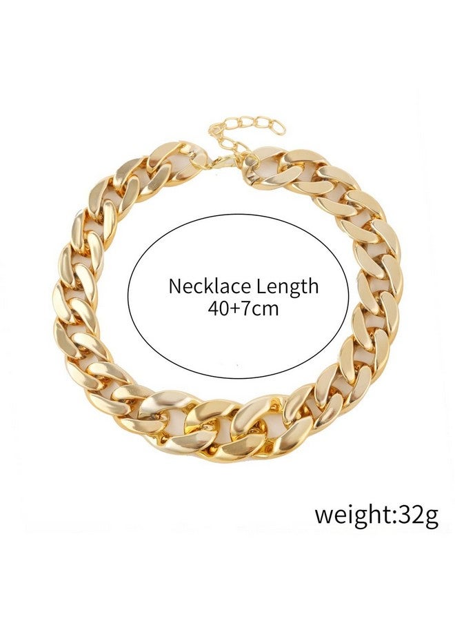 Wiwpar Chunky Choker Necklace Gold Cuban Link Chain Necklace Punk Paperclip Chain Choker Necklace For Women Girls (Style 1)  - Image 5