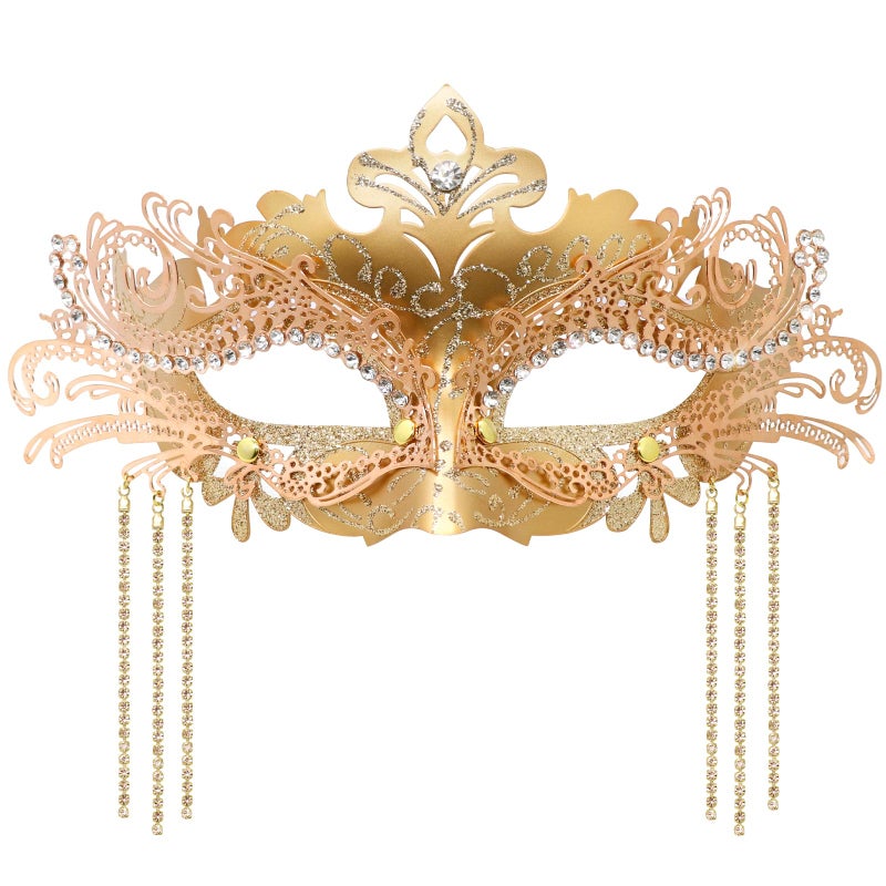 Coddsmz Women Masquerade Mask with Rhinestone Chains Venetian Mask Mardi Gras Decoration for Carnival Party Costume Masks - Image 1