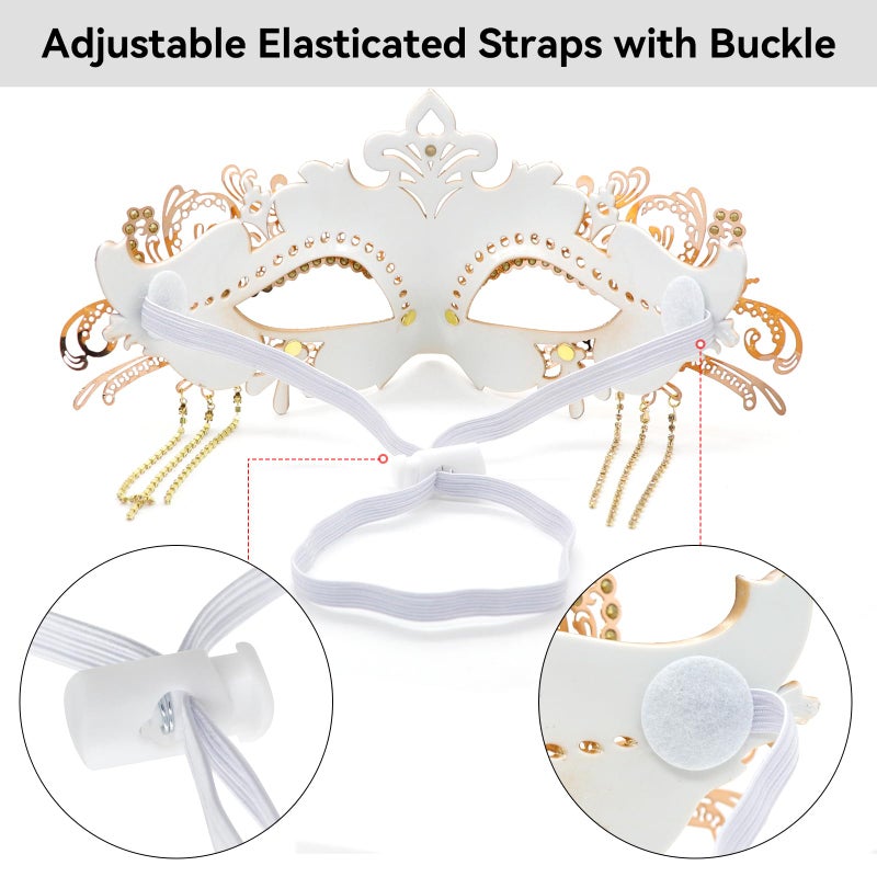 Coddsmz Women Masquerade Mask with Rhinestone Chains Venetian Mask Mardi Gras Decoration for Carnival Party Costume Masks - Image 5
