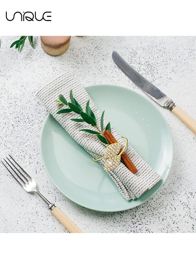 Napkin Rings Set of 10, Gold Metal Leaves Napkin Holders Rhinestone Napkin Buckle for  Wedding Party Celebrate Festival Dinner Table Decoration (Leaf-Gold)