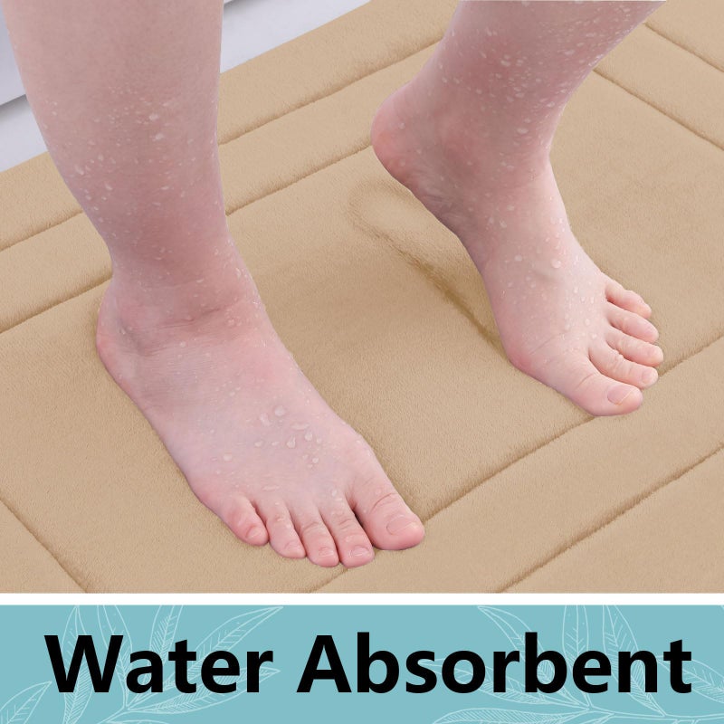 Arotive Arotive Memory Foam Bathroom Rug Mat 30x20  Ultra Soft and Absorbent Bath Mat  Machine Wash Dry  Comfortable Bath Rug Carpet for Bathroom Floor  Tub and Shower  Beige  - Image 3