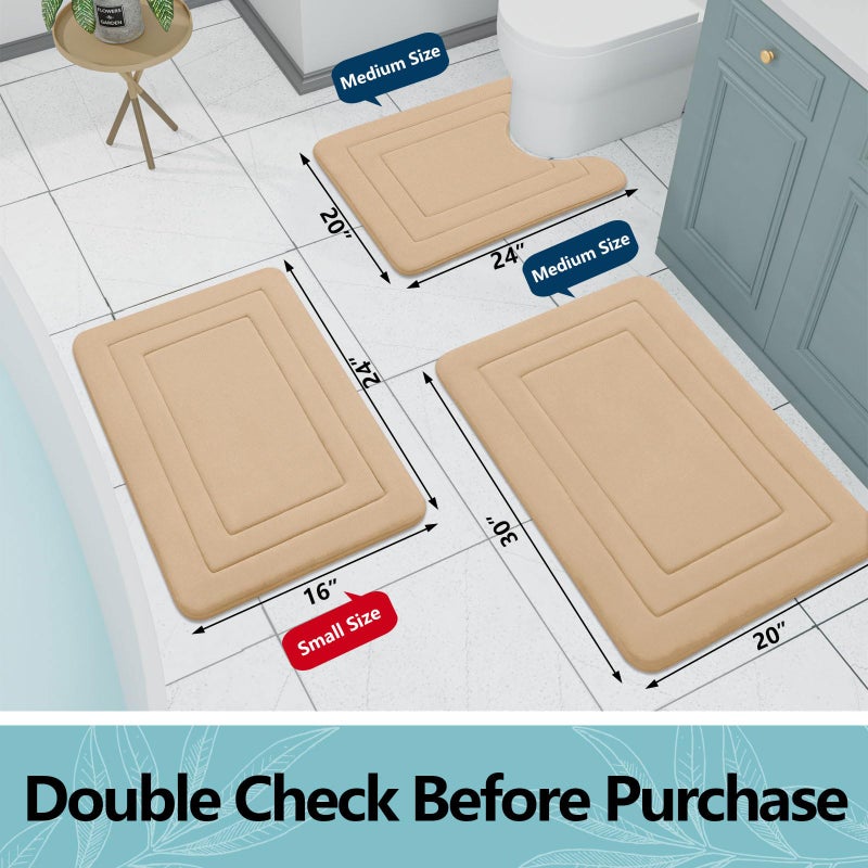 Arotive Arotive Memory Foam Bathroom Rug Mat 30x20  Ultra Soft and Absorbent Bath Mat  Machine Wash Dry  Comfortable Bath Rug Carpet for Bathroom Floor  Tub and Shower  Beige  - Image 4