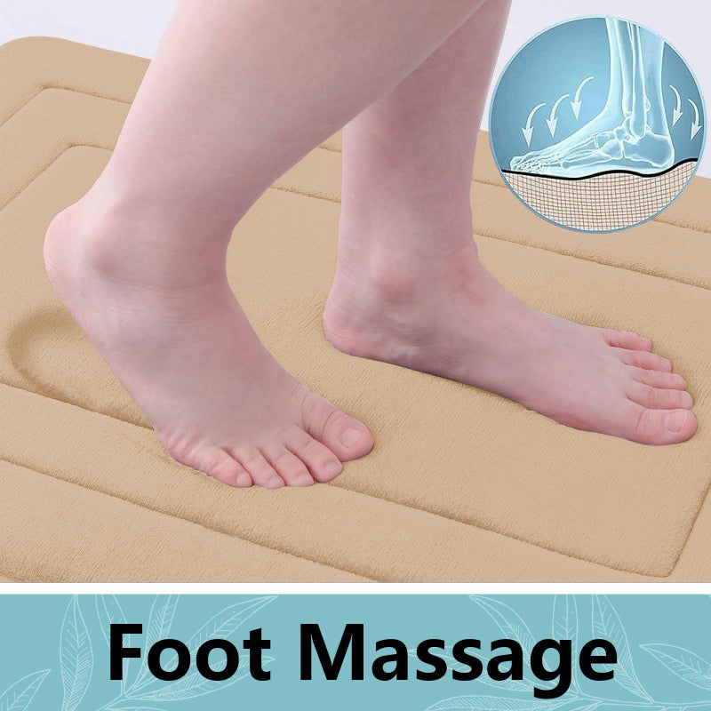 Arotive Arotive Memory Foam Bathroom Rug Mat 30x20  Ultra Soft and Absorbent Bath Mat  Machine Wash Dry  Comfortable Bath Rug Carpet for Bathroom Floor  Tub and Shower  Beige  - Image 1