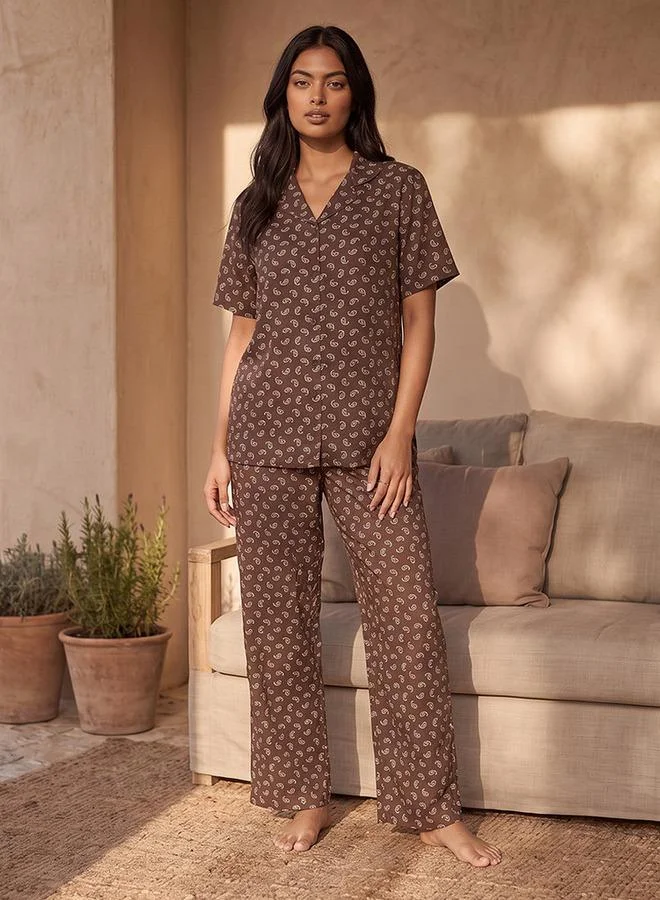 سبلاش فيڤ Pyjama Set Button Down Shirt & Trousers Viscose