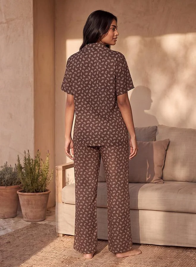 سبلاش فيڤ Pyjama Set Button Down Shirt & Trousers Viscose