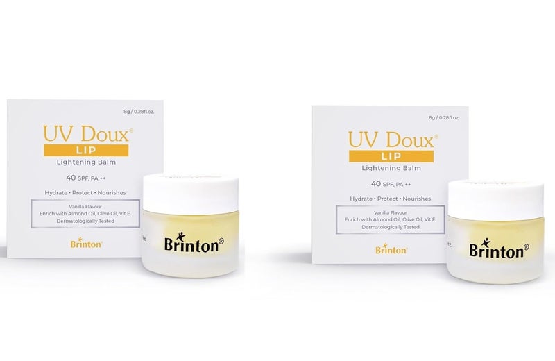 Brinton UV Doux Lip Lightening Balm with SPF 40 PA Enriched with Almond Oil Olive Oil Vitamin E Restores Natural Lip Colour Hydrates Protects Nourishes Expert Care Dermatologically Approved Unisex Lip Balm 8g Vanilla x 2 - Image 1