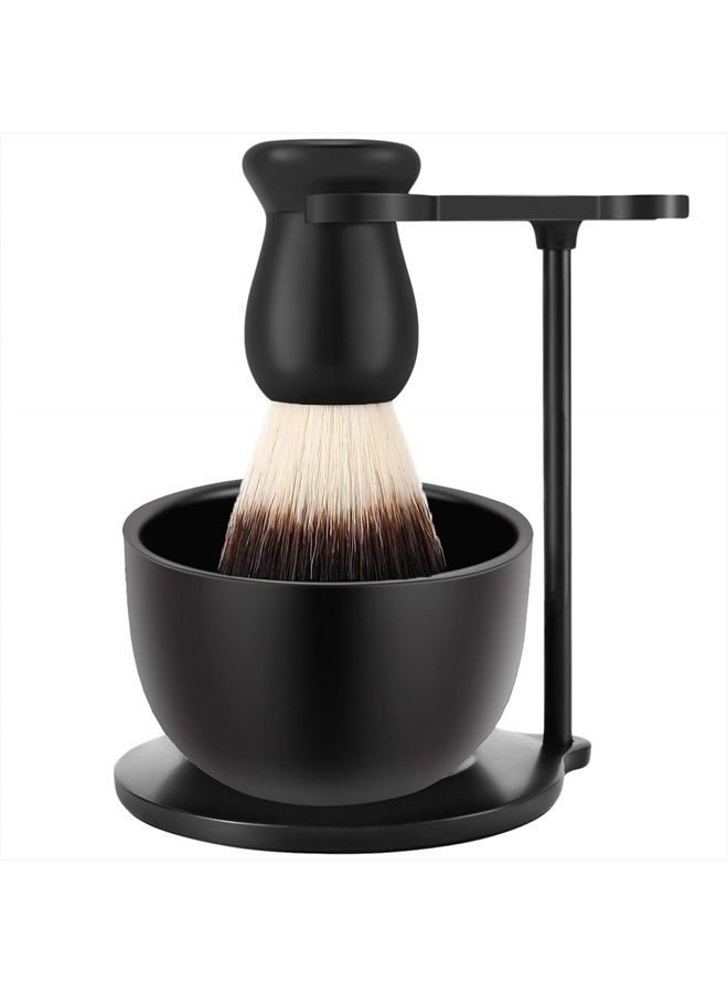 SANWA Amazing Men's Wet Shaving Kit - Mysterious Black Shaving & Grooming Sets - Deluxe Heavyweight Shaving Brush Razor Stand with Stainless Steel Soap Bowl and Friendly Brush - Image 1