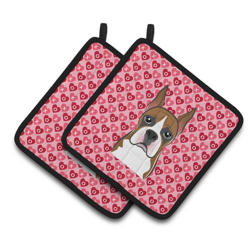 Caroline's Treasures ""Caroline's Treasures Boxer Hearts Pair of Pot Holders  7.5HX7.5W  Multicolor"" 