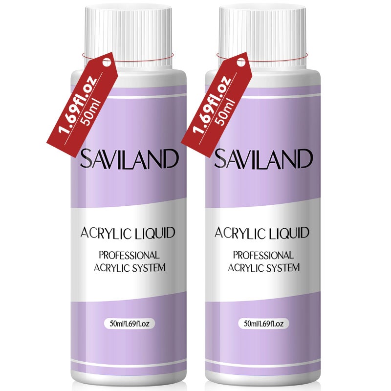 Saviland Professional Acrylic Liquid Monomer Set - (100ML, Pack of 2), Non-Yellowing, Medium Time Drying Liquid Monomer - Monomer for Extension & Carving - Image 1