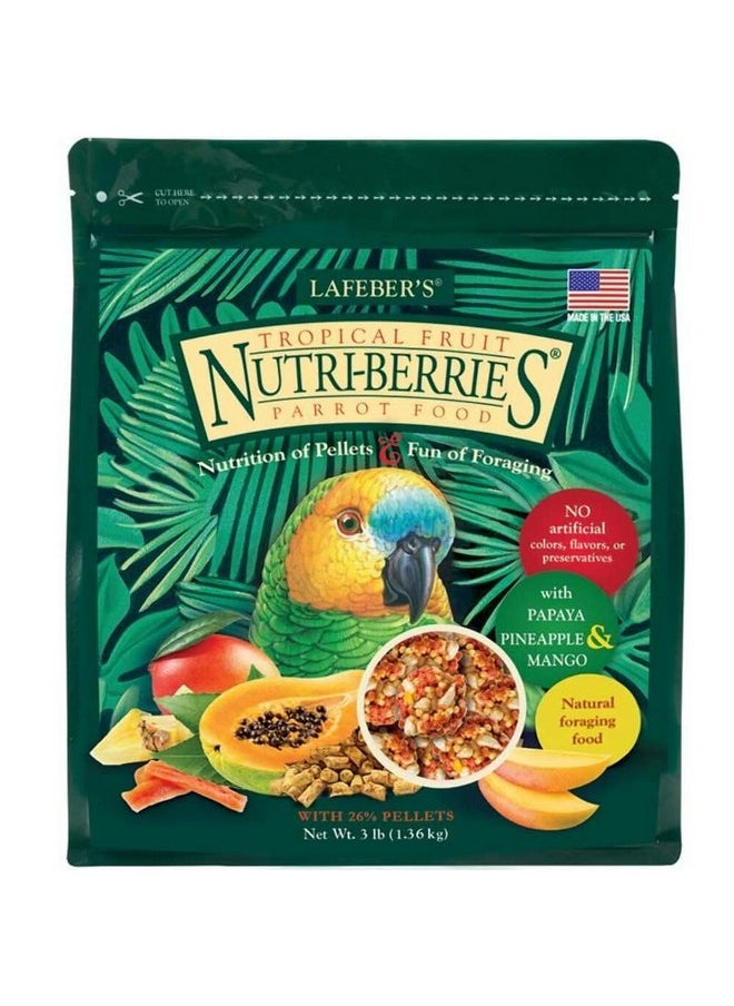 لافيبيرز طعام الطيور الأليفة LAFEBER'S Tropical Fruit Nutri-Berries، مصنوع من مكونات غير معدلة وراثيًا ومناسبة للبشر، للببغاوات، 3 رطل  - Image 1