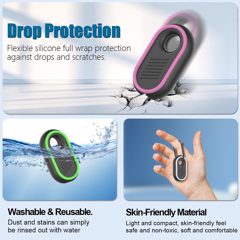 BIQIRE 4-Pack Compatible for Samsung Galaxy SmartTag2 Case Cover, Rugged Full Protective Anti-slip Soft Silicone Case for Galaxy Smart Tag 2 with Key Ring, for Keys, Luggage, Pets (White/Blue/Green/Rose Red) - Image 3