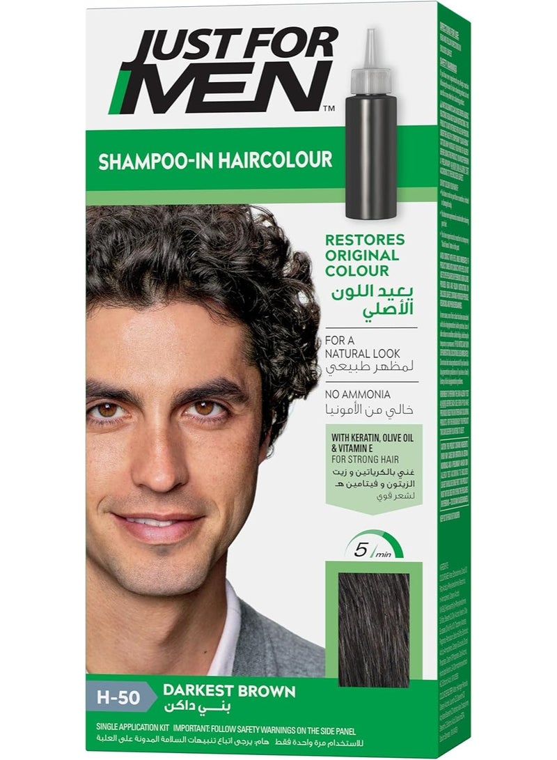 Just For Men H-50 Shampoo-In Hair Color, Darkest Brown - Image 1