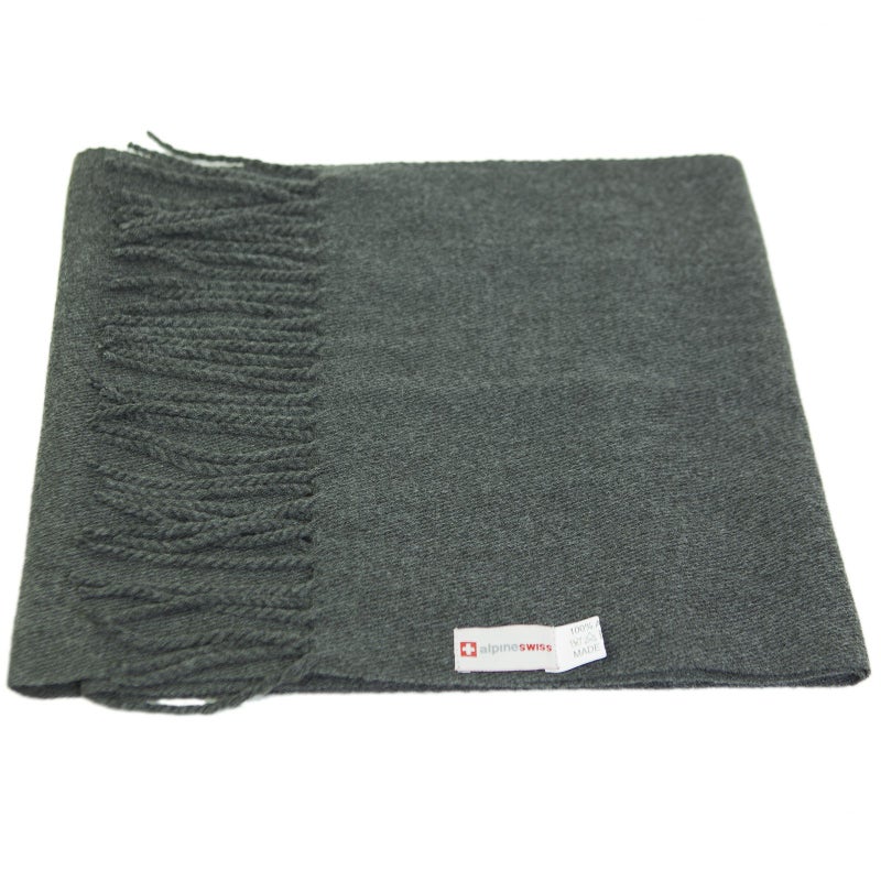 Alpine Swiss Mens Plaid Scarf Soft Winter Scarves Unisex,Solid Gray,One Size - Image 5